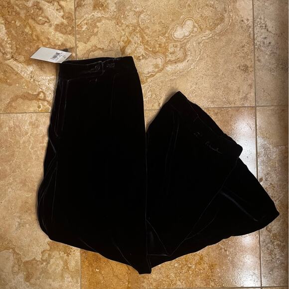 NEW BCBGMaxAzria Navy Velvet Silk Wide Leg Relaxed Ankle Length Trousers 8 NWT - Picture 10 of 16